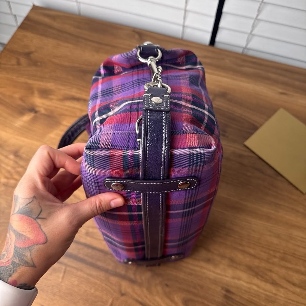 Coach Poppy Purple Tartan Plaid Satchel Limited Edition Hang Tags 15884 - Picture 12 of 16
